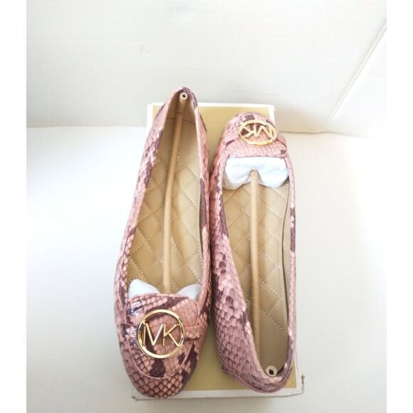 New! MICHAEL KORS Women's Leather Snake-embossed Lillie Flat Shoes Moccasins 9.5 - Picture 7 of 8